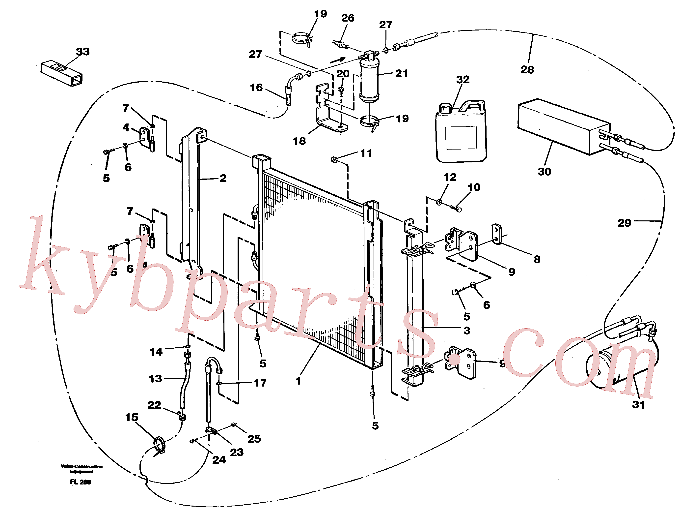 VOE14346573 for Volvo Condensor with fitting parts, cooling agent R134a(FL288 assembly)