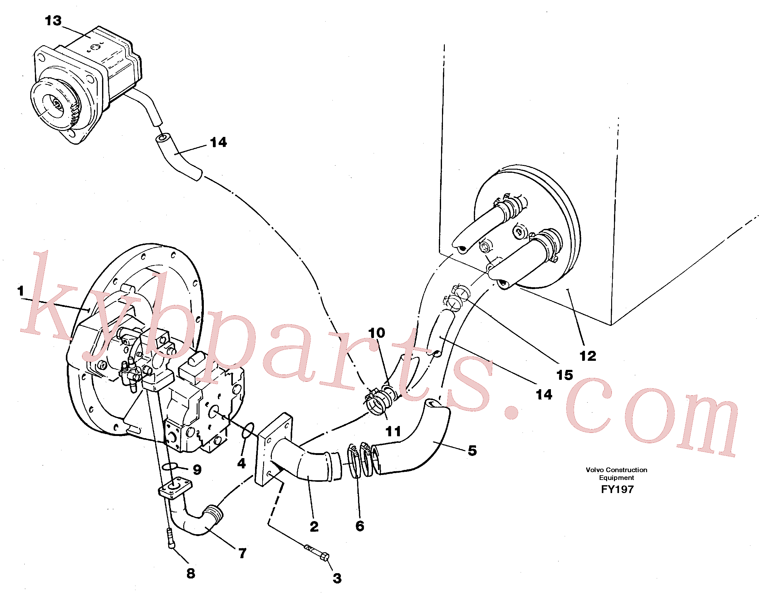 VOE14267933 for Volvo Hydraulic system suction lines(FY197 assembly)