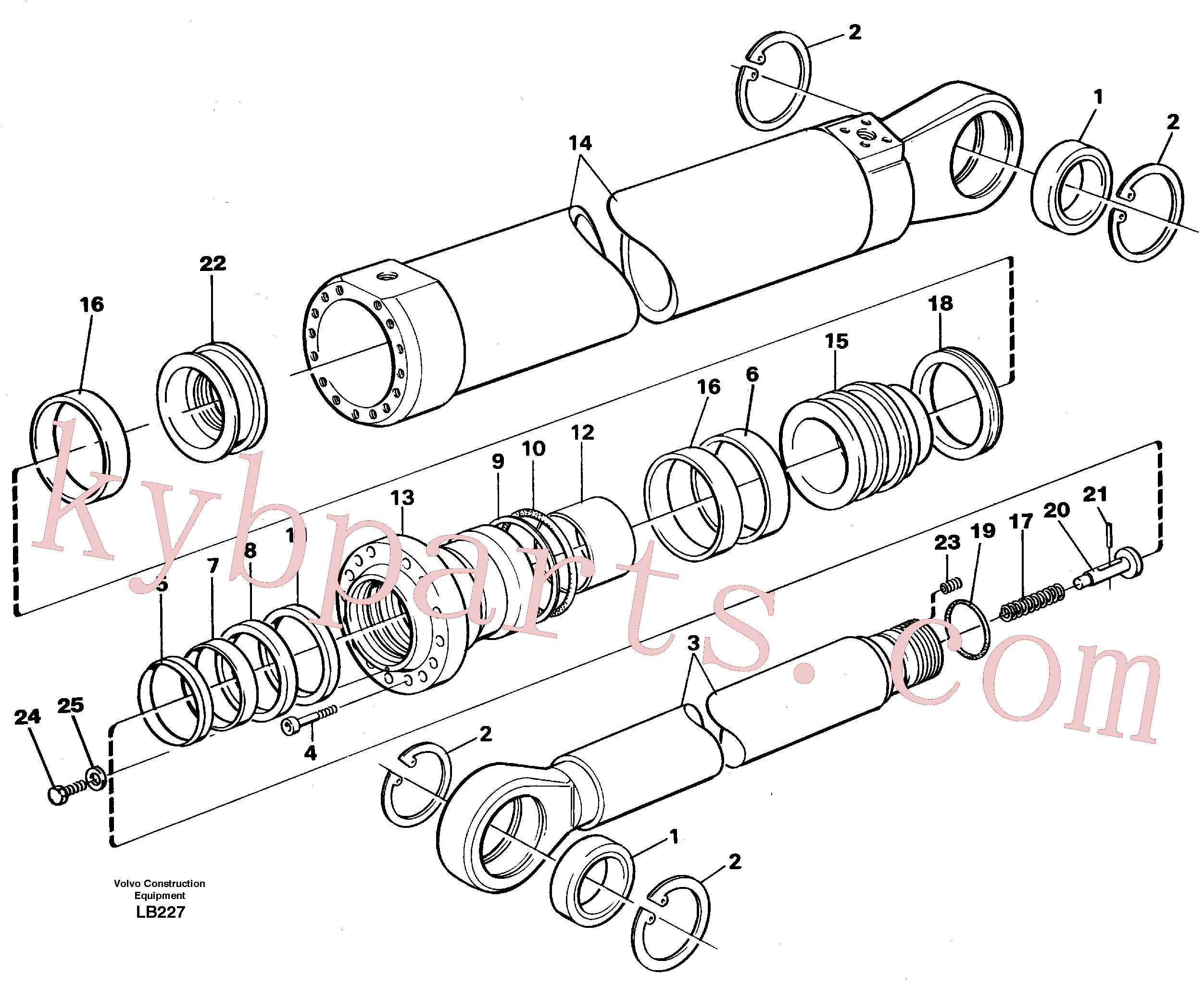 VOE14263517 for Volvo Dipper cylinder, backhoe equipment(LB227 assembly)