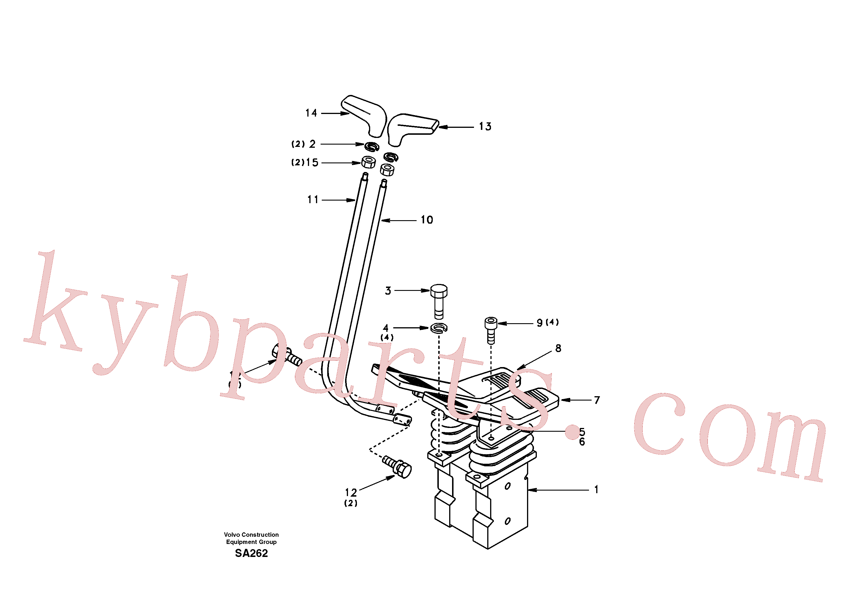 SA1168-00570 for Volvo Remote control valve pedal with fitting parts(SA262 assembly)