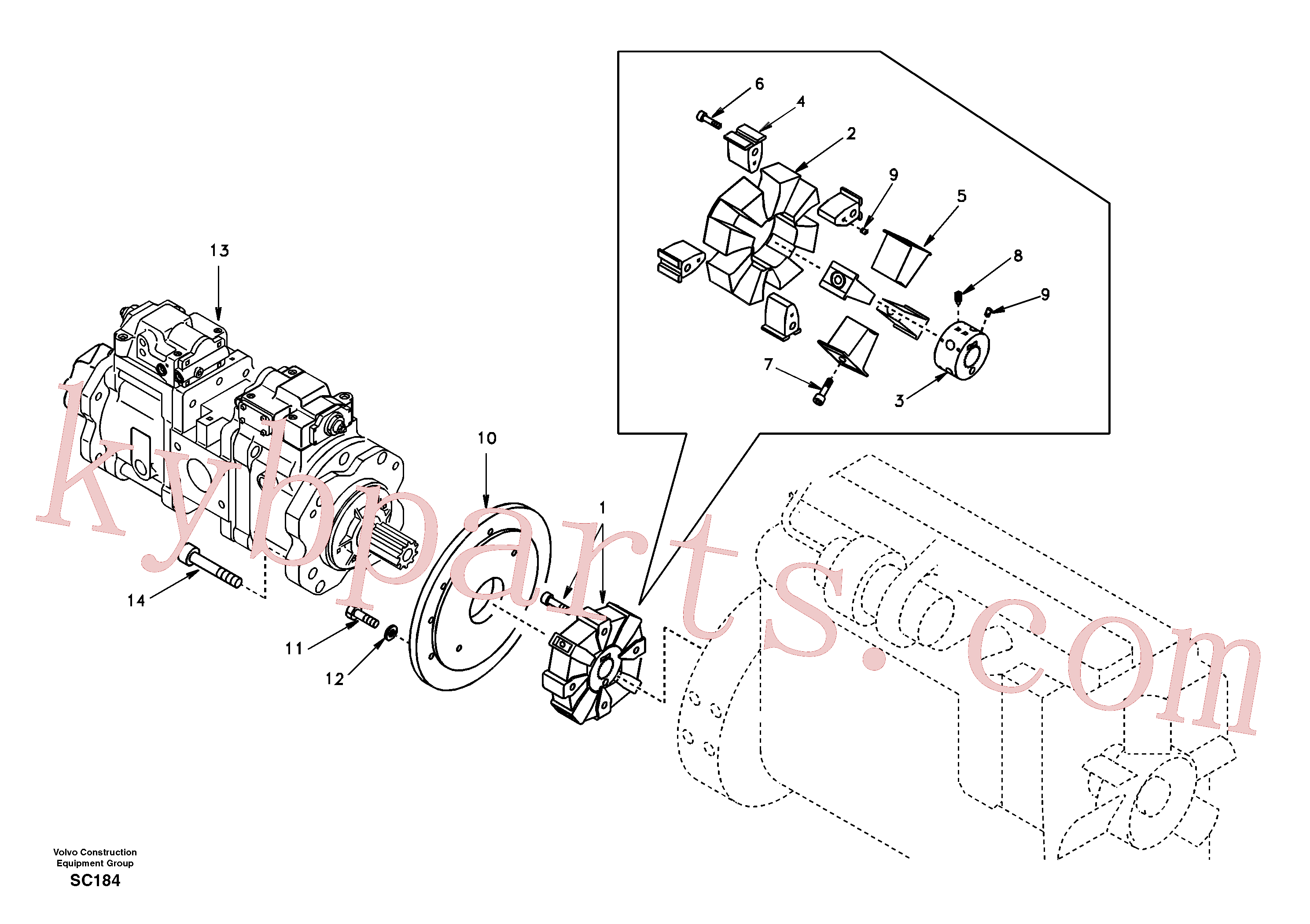 SA1012-01350 for Volvo Pump gearbox with assembling parts(SC184 assembly)