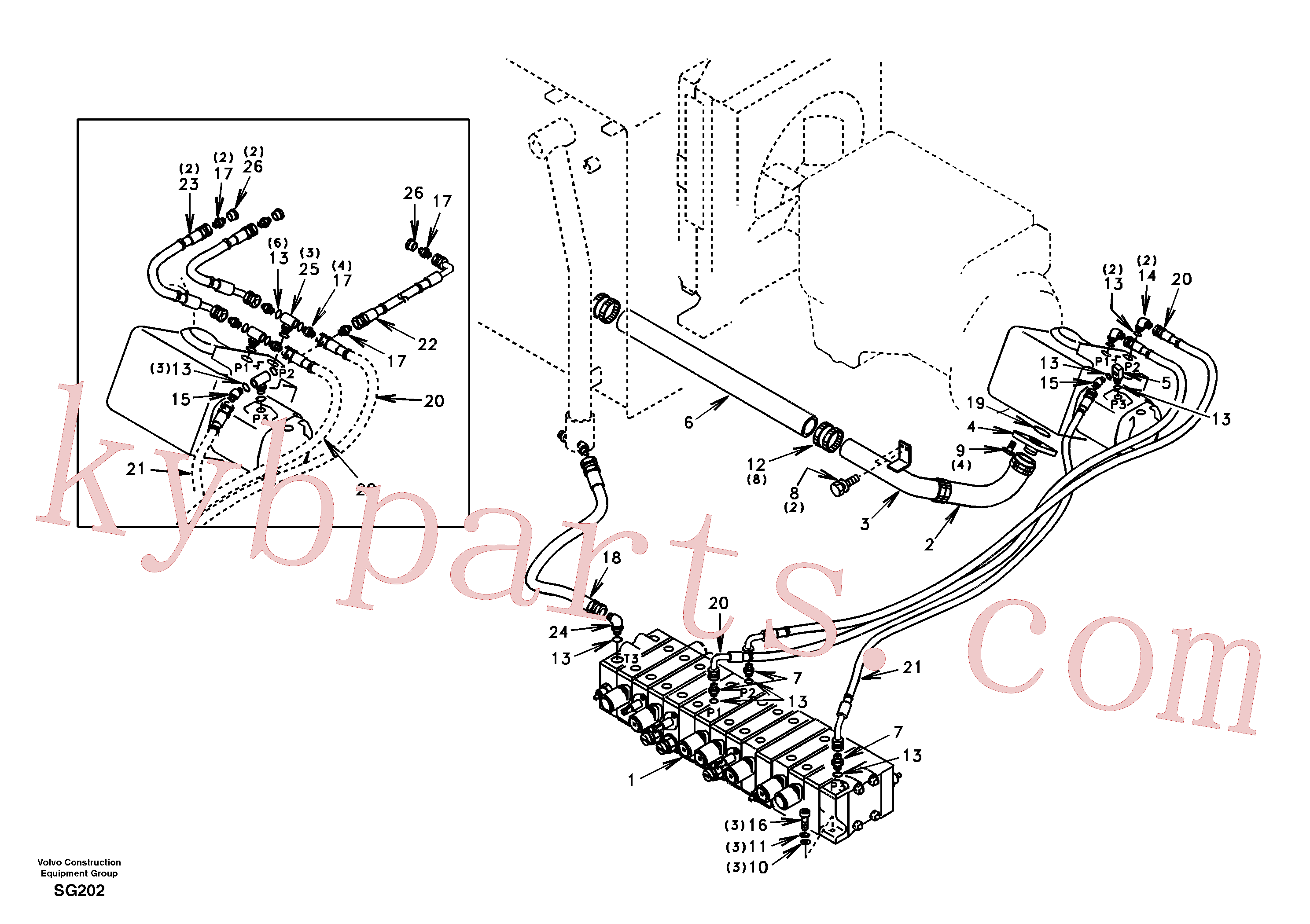 SA7250-10904 for Volvo Hydraulic system, hydraulic tank to hydraulic pump(SG202 assembly)
