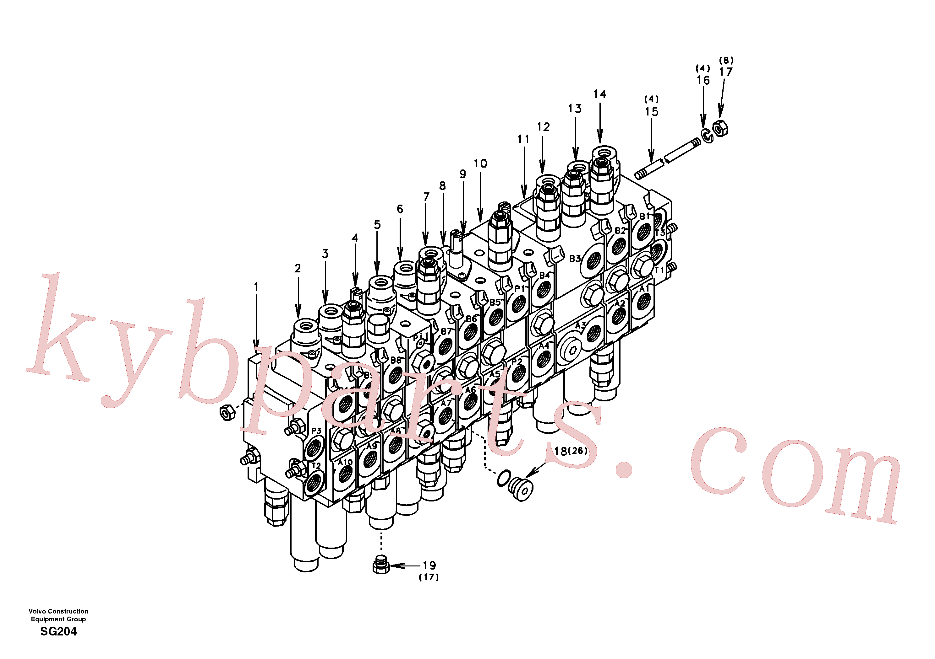 SA7281-10090 for Volvo Control valve with fitting parts.(SG204 assembly)