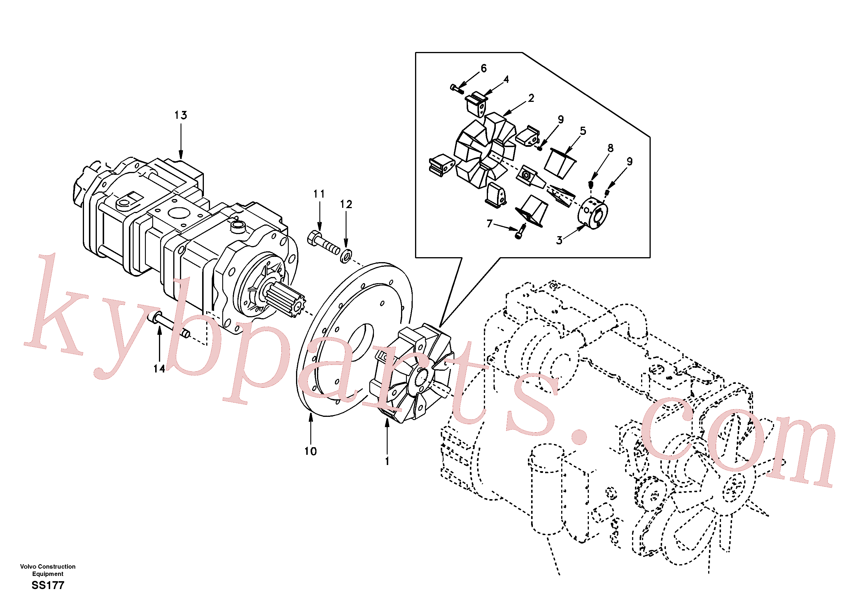 SA1012-01350 for Volvo Pump gearbox with assembling parts(SS177 assembly)